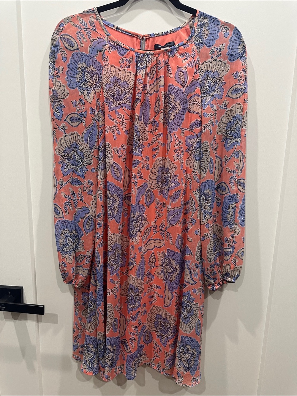 Tommy Hilfiger Coral Floral Long-Sleeve Shift Dress